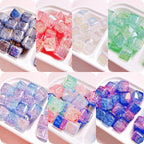 Plating Dual Color Gradient Crackle Square Acrylic Beads 16mm 10pcs