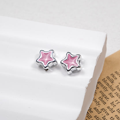 Silver Pixel Heart and Star Acrylic Beads 11mm Mixed Shapes 50pcs 18