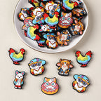 Silicone Focal Beads Rooster Owl Front View Smiling Face