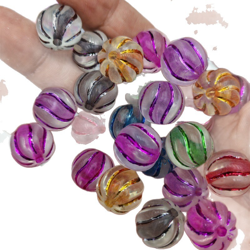 Distressed Matte Stripe Round Acrylic Beads 16mm Frosted Translucent 100pcs 5