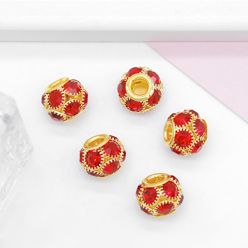 Metal Rhinestone Hollow Spacer Beads 8mm 50pcs 22