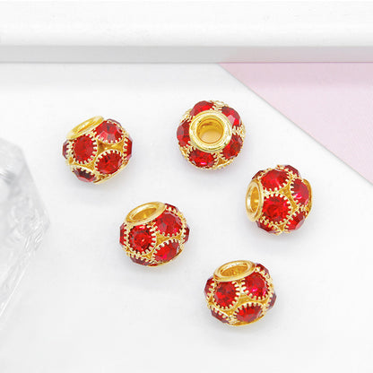 Metal Rhinestone Hollow Spacer Beads 8mm 50pcs 22