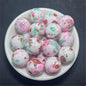 Hand Painted Acrylic Beads 16mm Inkjet Splatter Pink Glossy 100pcs 10