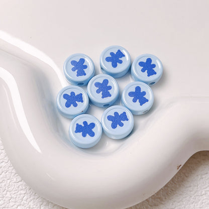Bear Disc Acrylic Beads 12mm Colorful Mixed 10pcs 11