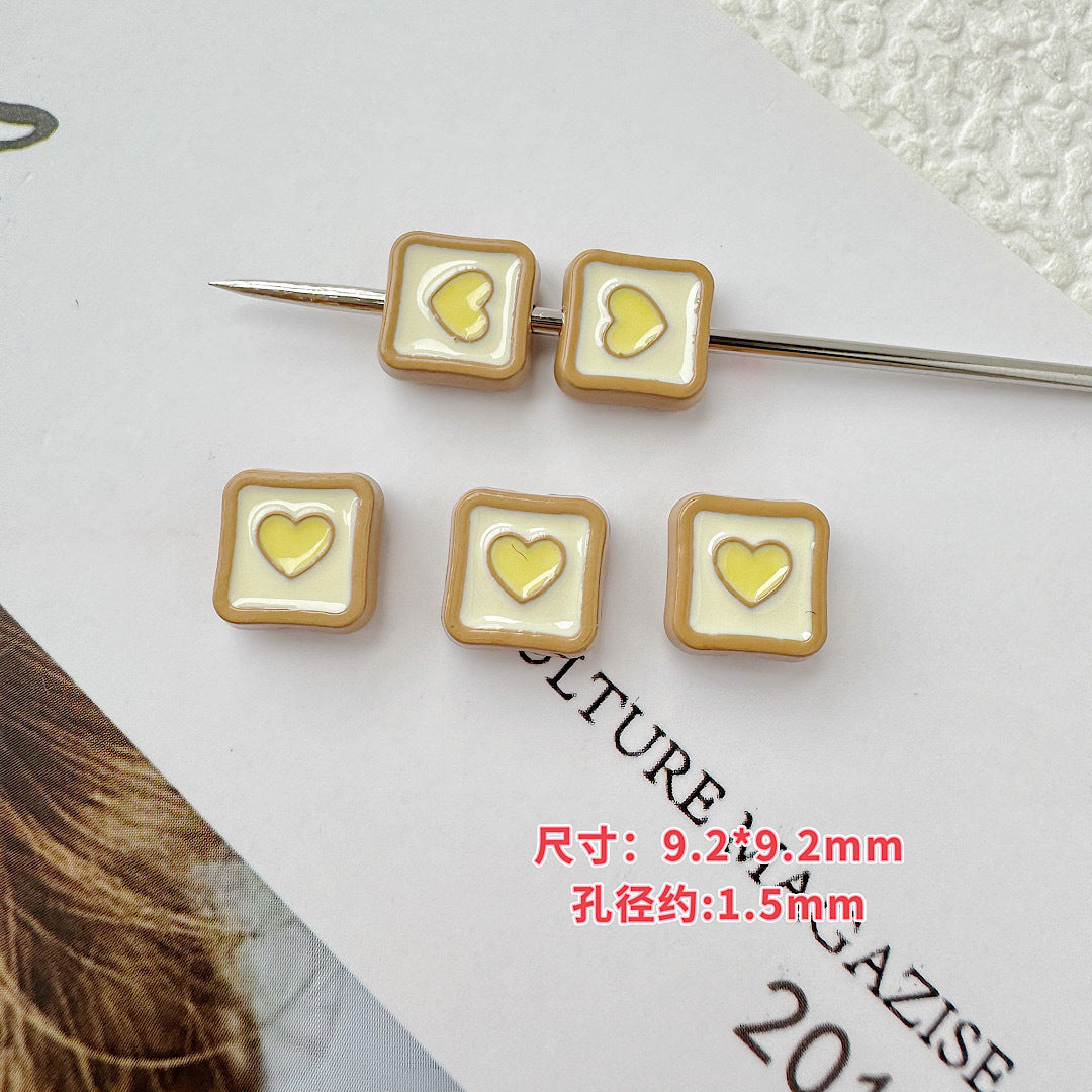 Star and Strawberry Heart Metal Beads Glossy Painted Colorful 10pcs 31