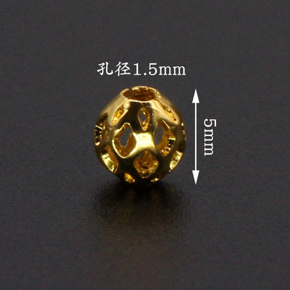Brass Round Metal Beads 4-6mm Vintage Hollow Filigree 100pcs 6