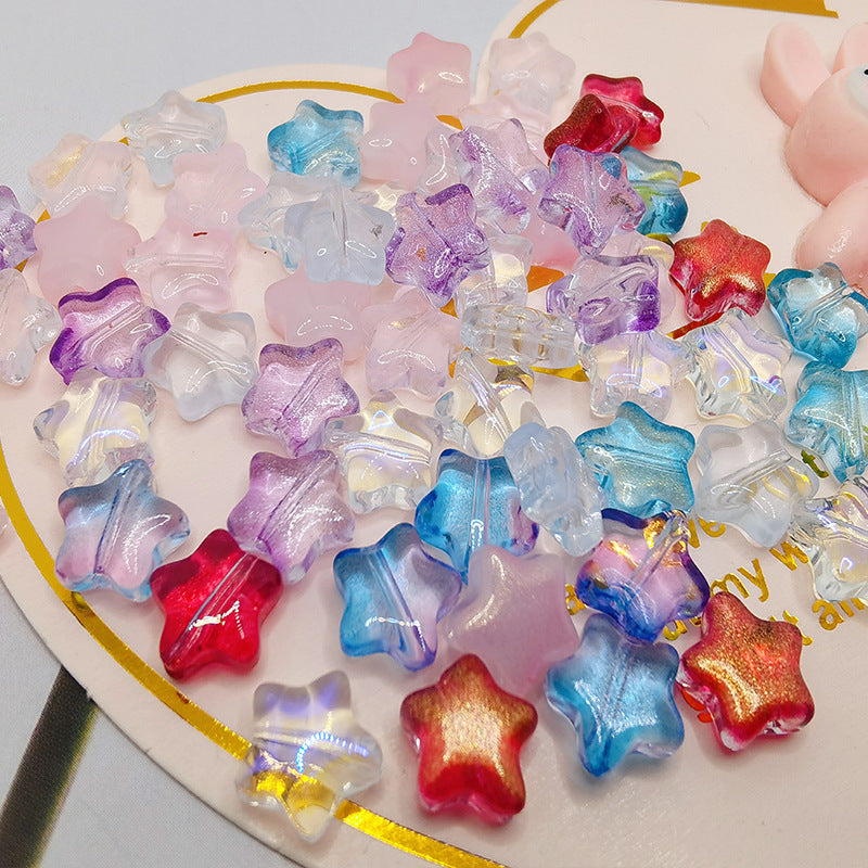 Czech Glass Beads Star 8mm Perforated Multicolor 10pcs 2