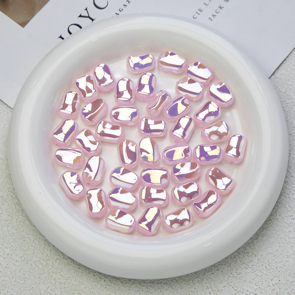 Glossy Plating Irregular Shaped Acrylic Beads 16mm Pastel Colors 20pcs 9