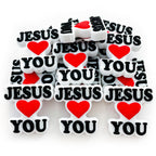 Silicone Focal Beads Love Jesus Heart Message 20pcs 3