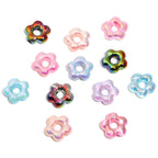 Plating Hollow Glitter Five Petal Flower Acrylic Beads 19mm 50pcs 5
