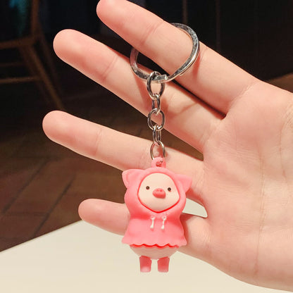 Cartoon Silicone Pig Keychain Cute Animal Charm in Bright Colors 7
