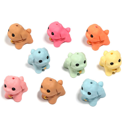 Pastel Puppy Resin Beads 22mm Glossy Black Eyes Gold Bell 25pcs 6