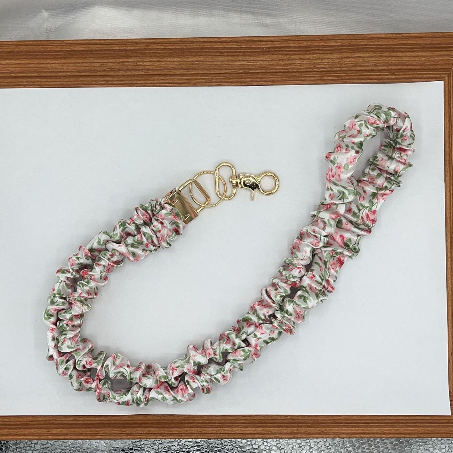 Stretchy Satin Scrunchie Lanyard Keychain Ruched Texture 49cm 1pc 14