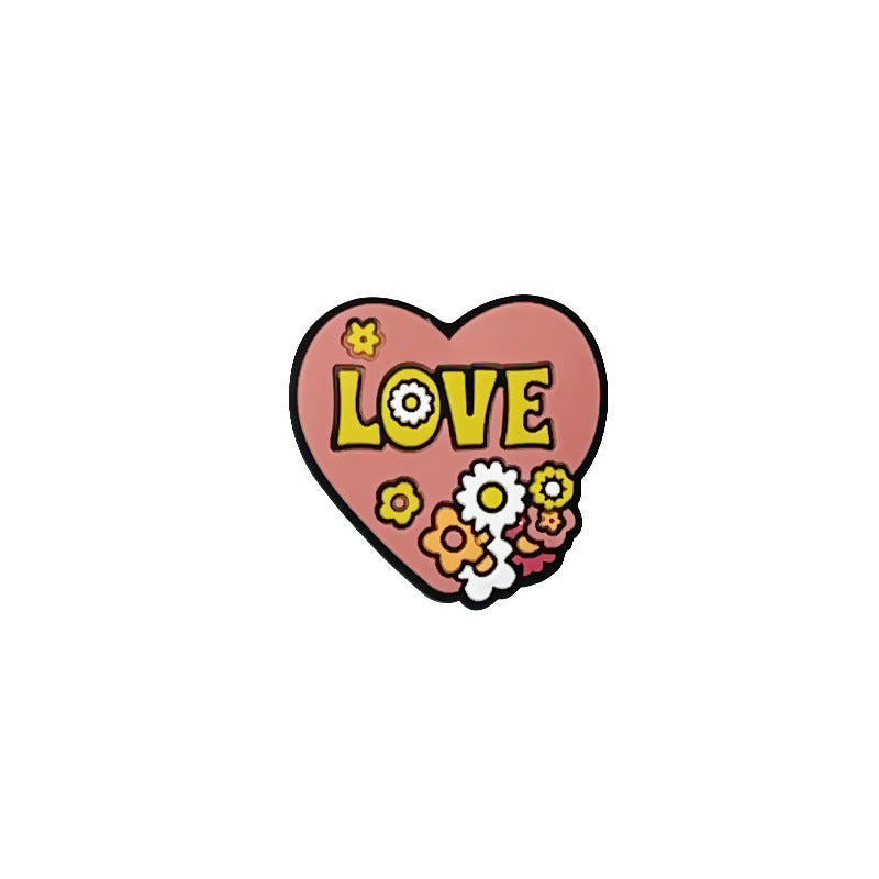 Silicone Focal Beads Valentine Roses Heart Shaped 20pcs 7