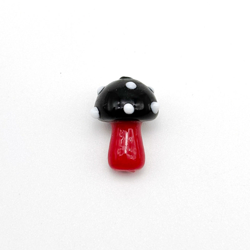 Hand Painted Mushroom Glass Beads 18mm Colorful Dotted Enamel 1pc 10