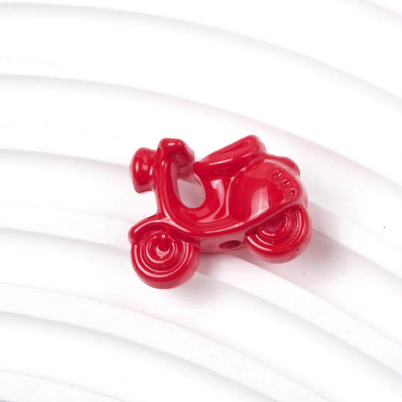 Painted Scooter Acrylic Beads 19mm Glossy Cartoon Colorful 50pcs 9
