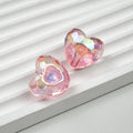 UV Plating Faceted Heart Acrylic Beads 21mm Transparent 10pcs 5