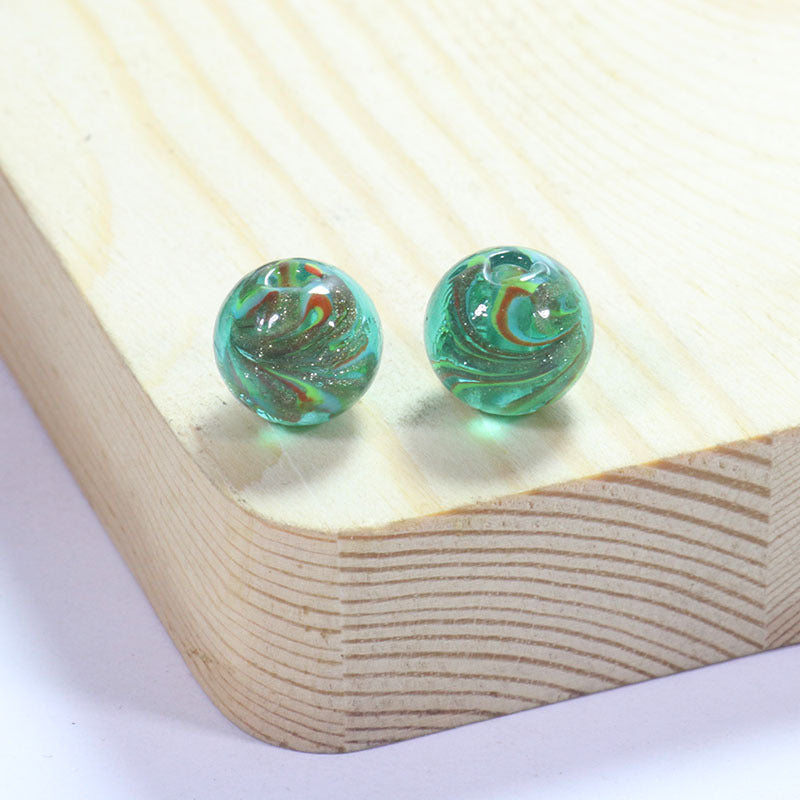 Lampwork Glass Beads Round 12/14mm Transparent Phoenix Tail Gold Foil 5pcs 21