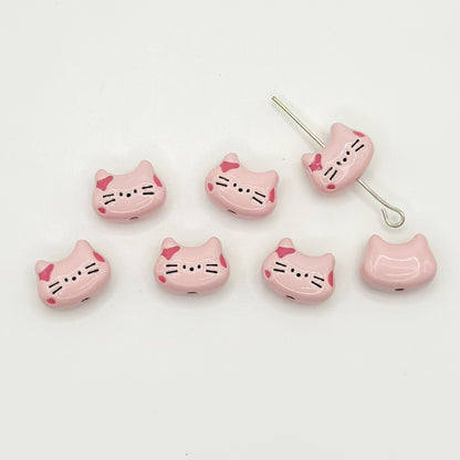 Kitten Metal Beads 12mm Baking Painted Colorful 10pcs 10