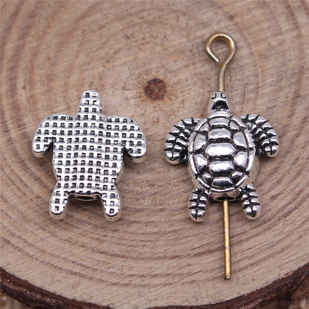 Turtle Metal Beads 14mm Antique Silver Tone Alloy 30pcs 2