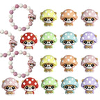 Silicone 3D Focal Beads Mushroom with Smiling Faces 20pcs