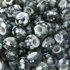 Flat Acrylic Beads 15mm Large Hole Printed Marbled 60pcs 6