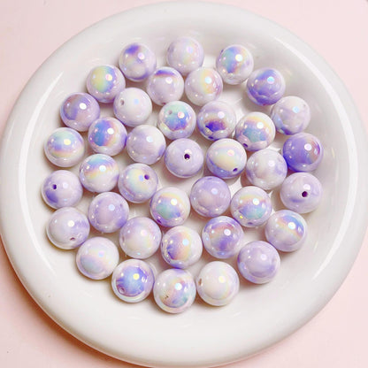 Glow Plating Round Acrylic Beads 16mm Bicolor Pastel 20pcs 8