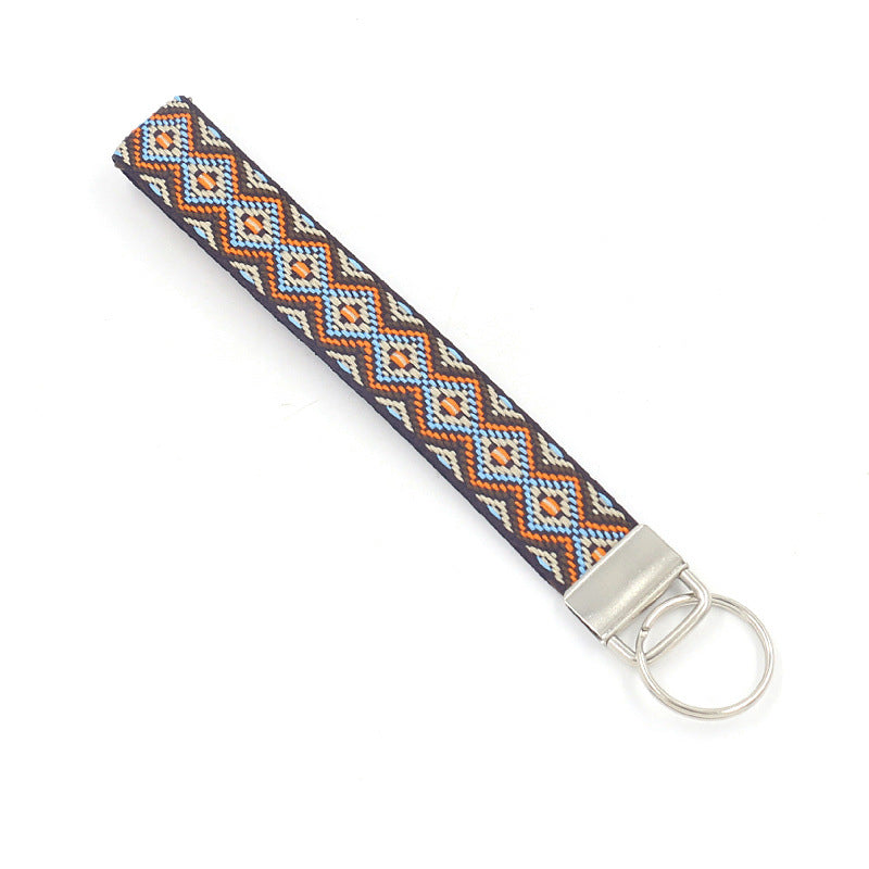 Bohemian Style Wristlet Keychain Antique Silver Polyester 2pcs 17cm 4