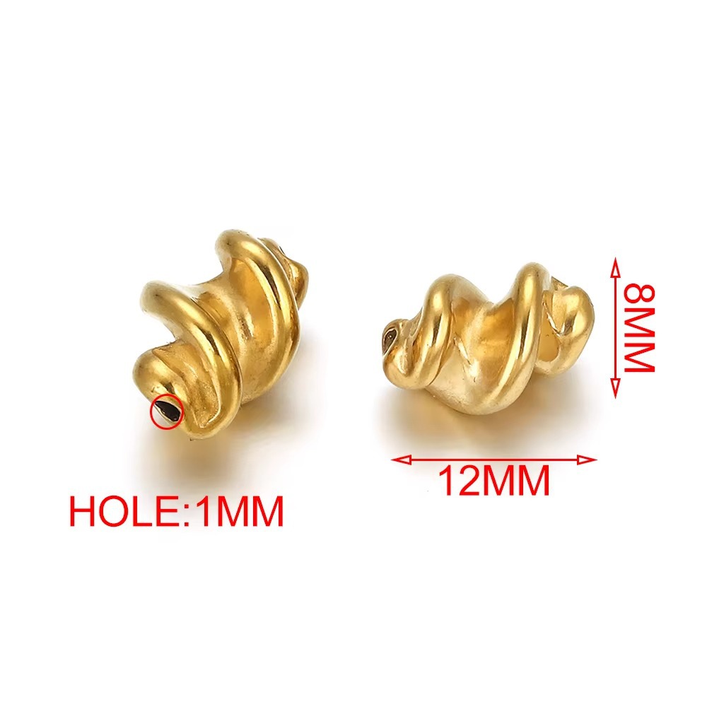 Stainless Steel Twist Metal Beads 8-11mm Color Retaining 5pcs 6