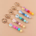 Silicone Hot Air Balloon Beaded Keychain Colorful Gradient Charm 2