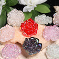 Plating Crackle 3D Rose Acrylic Beads 30x15mm Mixed Colors 50pcs