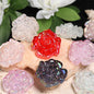 Plating Crackle 3D Rose Acrylic Beads 30x15mm Mixed Colors 50pcs