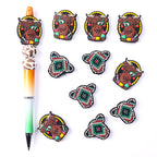 Silicone Focal Beads Highland Bullhead Circular Badge ABC 20pcs 2