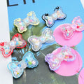 Hand Painted Bow Acrylic Beads 40mm Colorful Heart Design 5pcs 6
