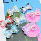 Hand Painted Bow Acrylic Beads 40mm Colorful Heart Design 5pcs 6