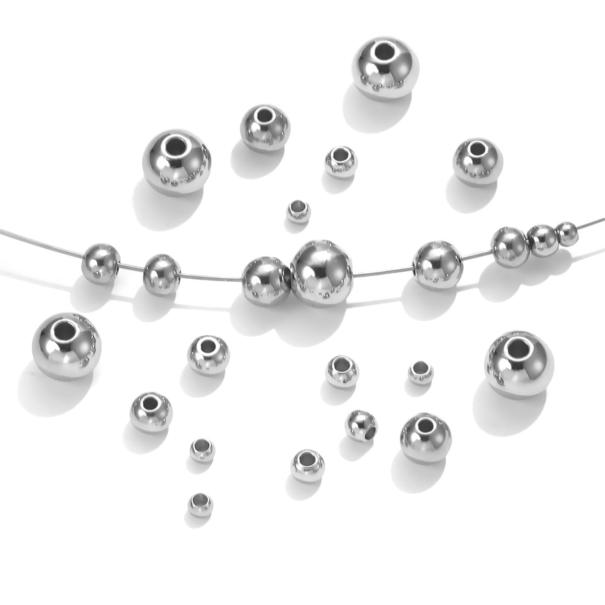 Stainless Steel Round Metal Beads 3-8mm Smooth Finish 50pcs 3