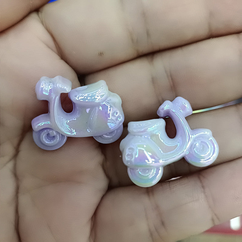 Glow In The Dark Motorcycle Acrylic Beads 20-25mm Iridescent Pastel 100pcs 7