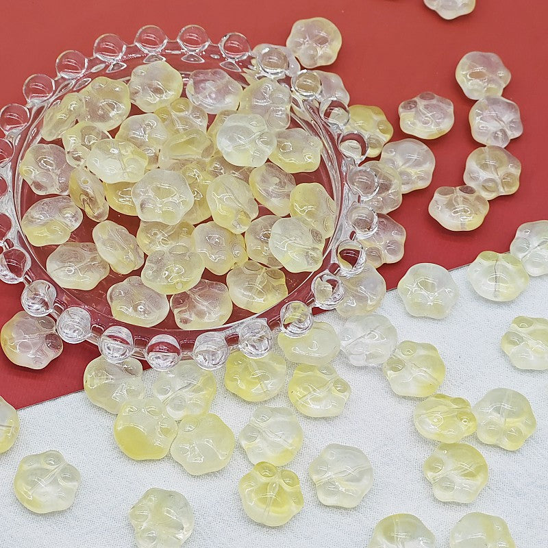 Czech Glass Beads Cat Paw 14mm Pastel Matte 25pcs 16