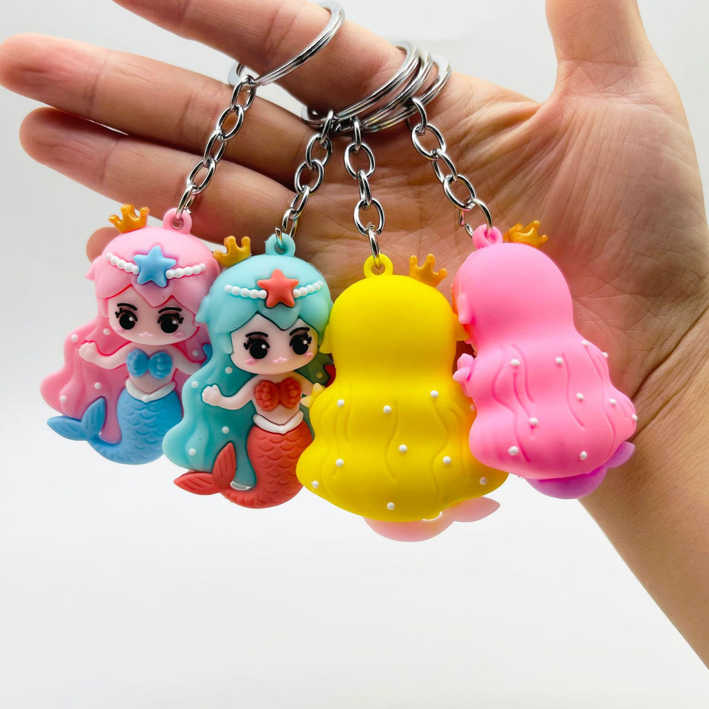 Soft Rubber Mermaid Keychain Pastel Colors Starfish Charm 3