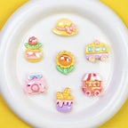 Plating Sunflower and Bus Resin Beads Glossy Multicolor 10pcs 4
