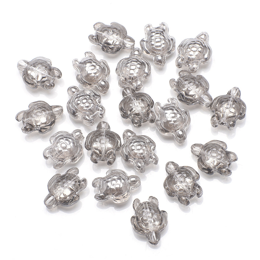 Electroplated Turtle Glass Beads 14X18mm Transparent Rainbow 20pcs 18