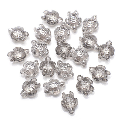 Electroplated Turtle Glass Beads 14X18mm Transparent Rainbow 20pcs 18