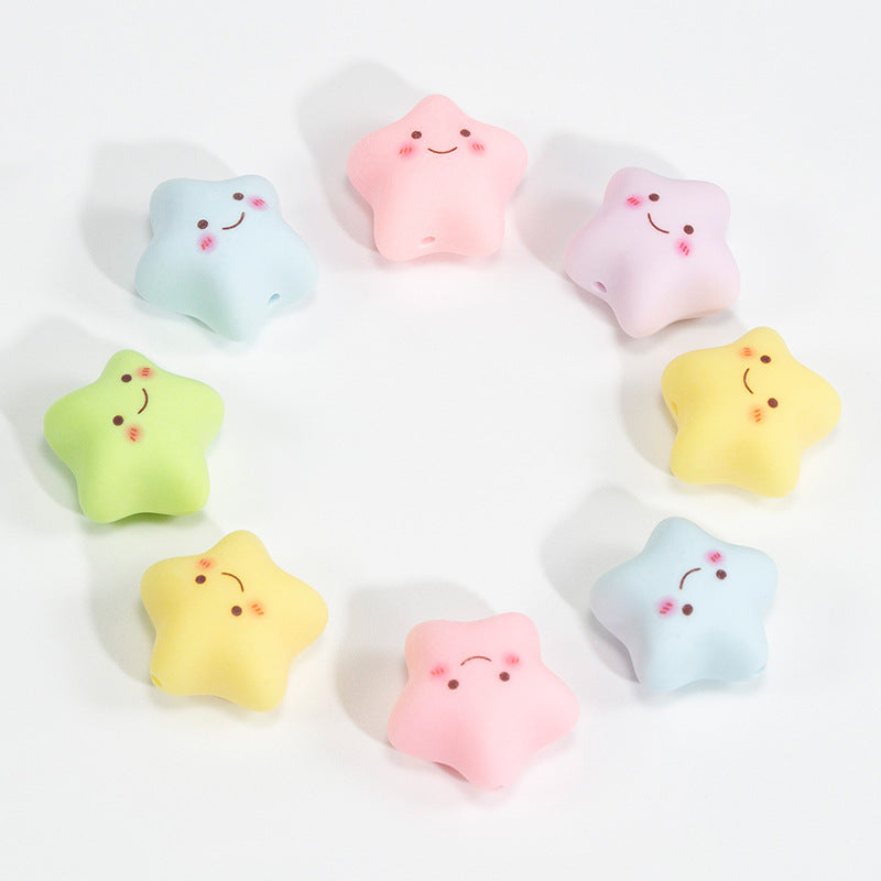 Painted Star and Heart Acrylic Beads 23mm Pastel Matte 50pcs 5