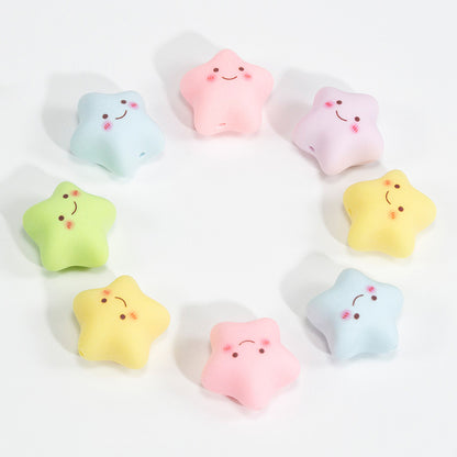 Painted Star and Heart Acrylic Beads 23mm Pastel Matte 50pcs 5