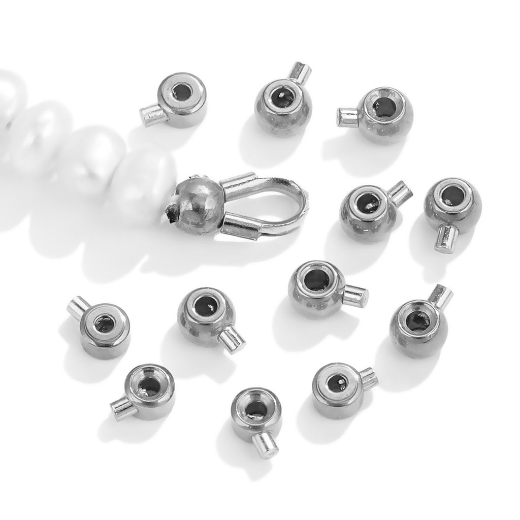 Stainless Steel Crimp Metal Beads 3mm 3.5mm Pressure Cooker Shape 20pcs 2