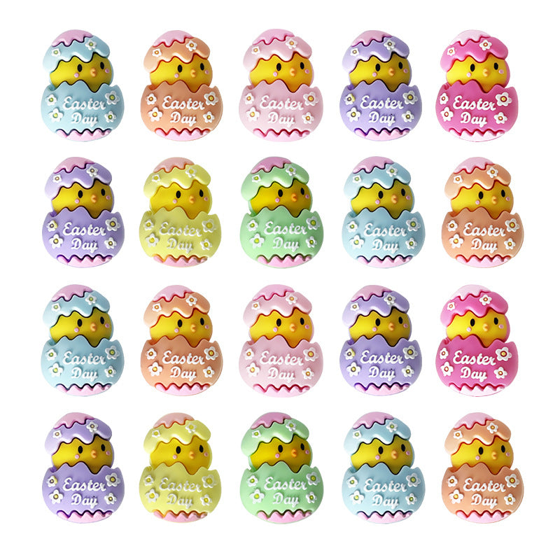 Silicone 3D Focal Beads Easter Chicken Hatching Egg Cracked Shell Top 20pcs 2