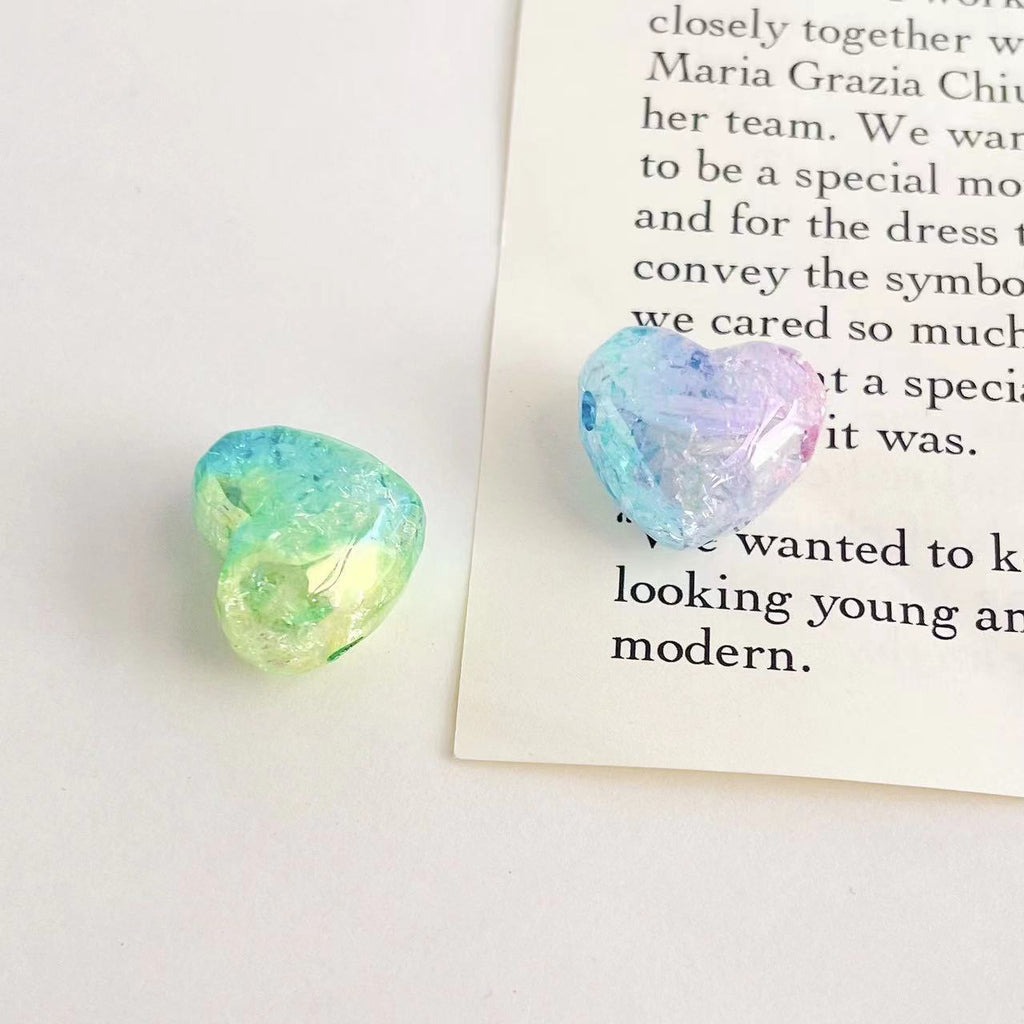 Plating Gradient Faceted Crackle Heart Acrylic Beads 22mm 50pcs 2
