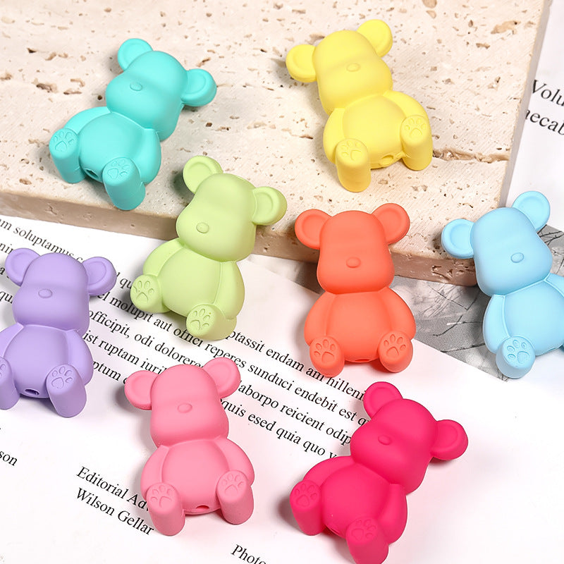UV Finish Bear Acrylic Beads 23x33mm Pastel Cartoon 30pcs 5