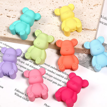 UV Finish Bear Acrylic Beads 23x33mm Pastel Cartoon 30pcs 5