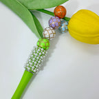 Round Acrylic Beads 16mm Gilded Plaid Pattern Glossy 50pcs 2